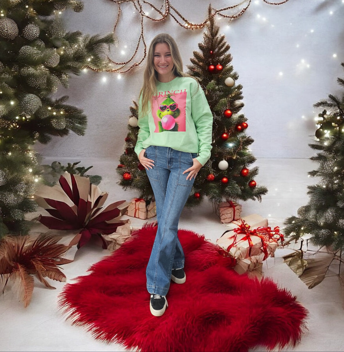 Mr. Grinch Pink Bubble Gum Sweatshirt