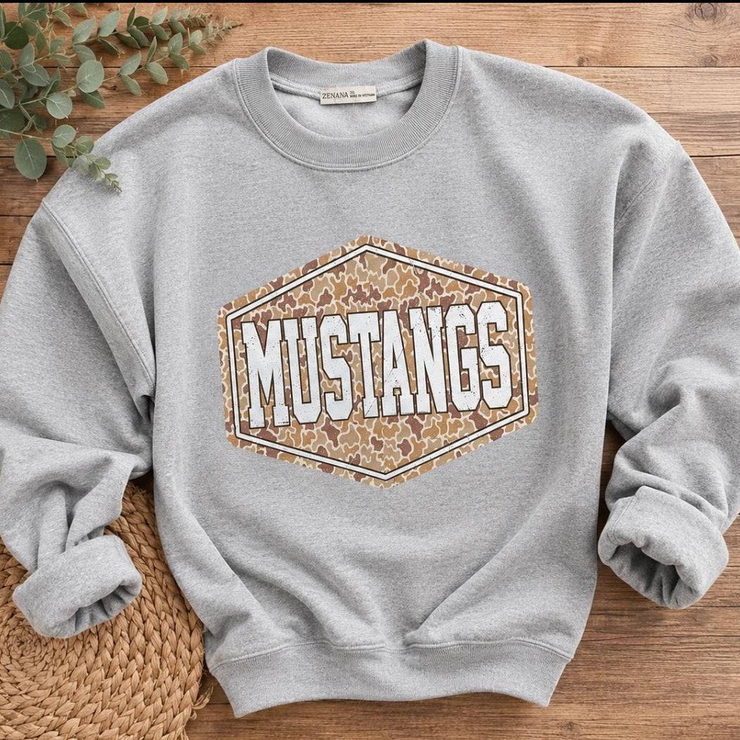 Camo Mustangs Sweatshirt 1X-3X