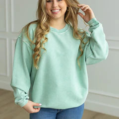 Pool Blue Essential Luxe Corded Crew Sweatshirt