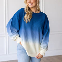 Ombre Cozy Corded Sweatshirt Navy/Eggnog