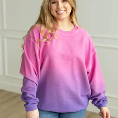 Dip Dyed Corded Crew Pink/Purple