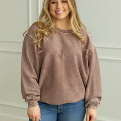 Cappuccino Essential Luxe Corded Crew Sweatshirt