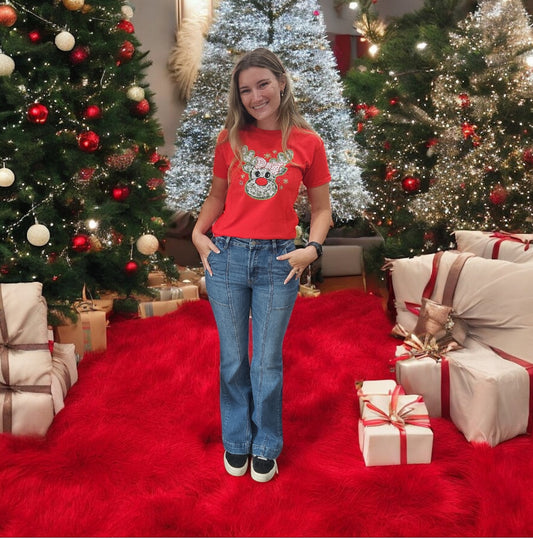 Red Preppy Reindeer Youth/Adult