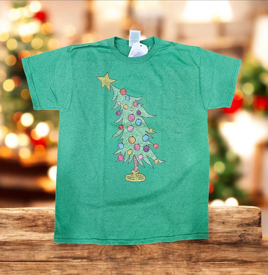 Green/Hot Pink Grinch Christmas Tree T-Shirt Youth