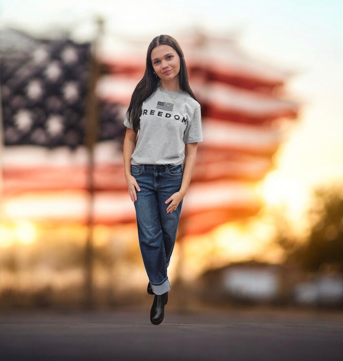Freedom Grey T-shirt Sweatshirt