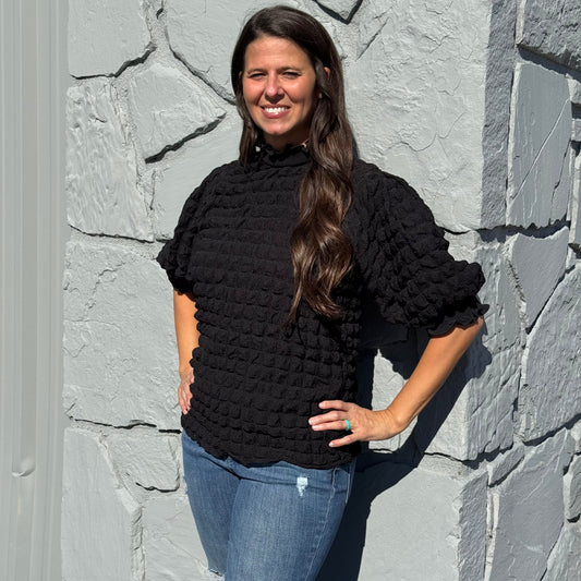 Black/Brown Puffy Blouse