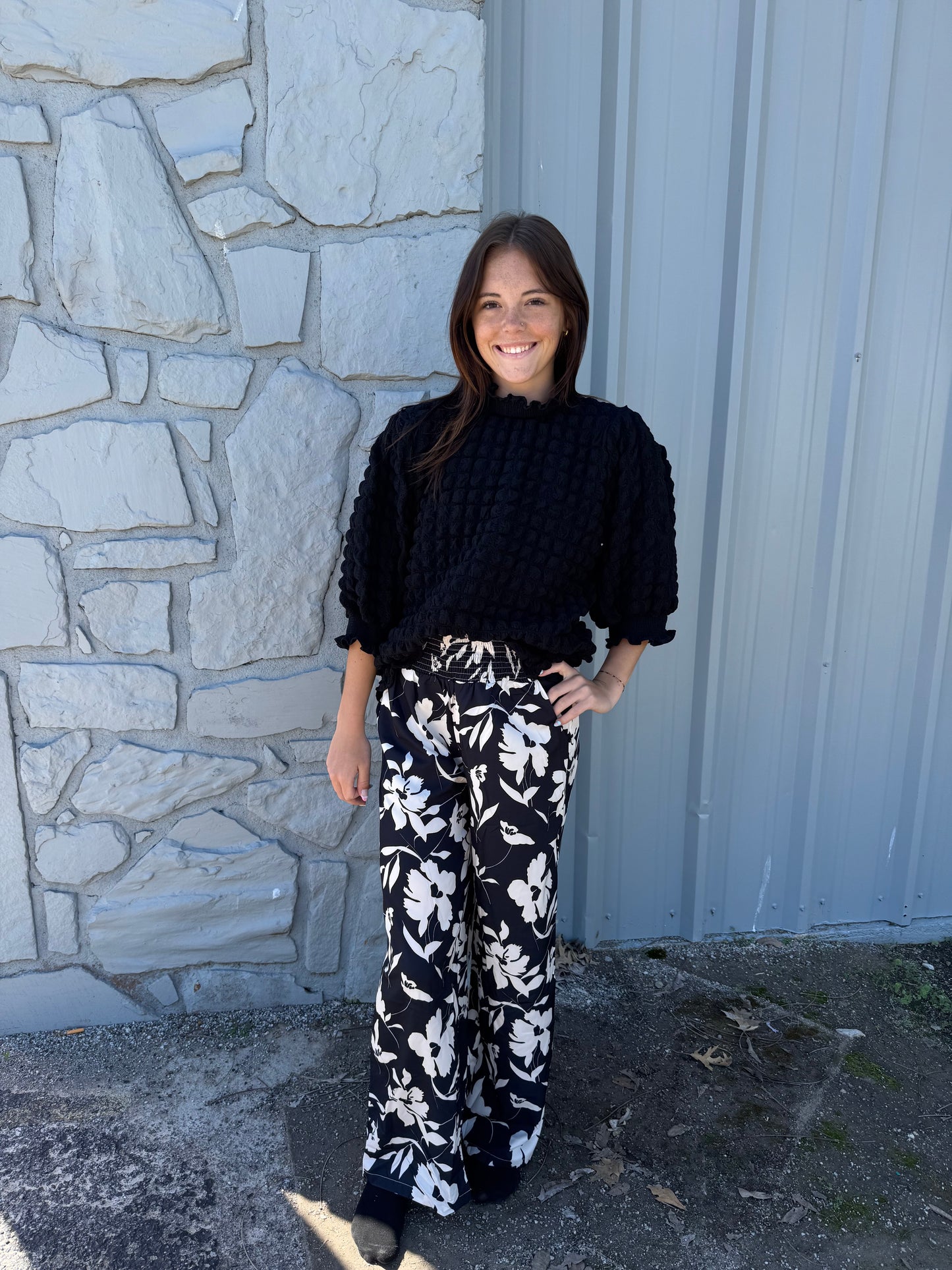 Black Floral Pant