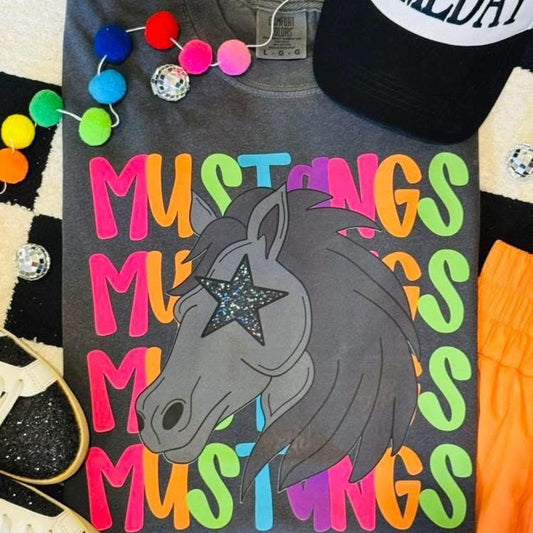 Coming Soon! Mustang Neon Mascot Tee